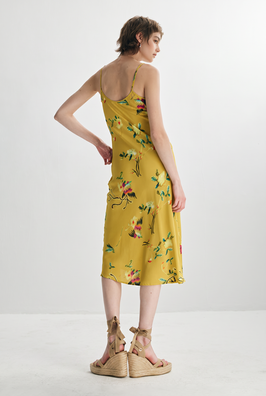 French Inspired Mulberry Silk Printed Vacation Slip Dress