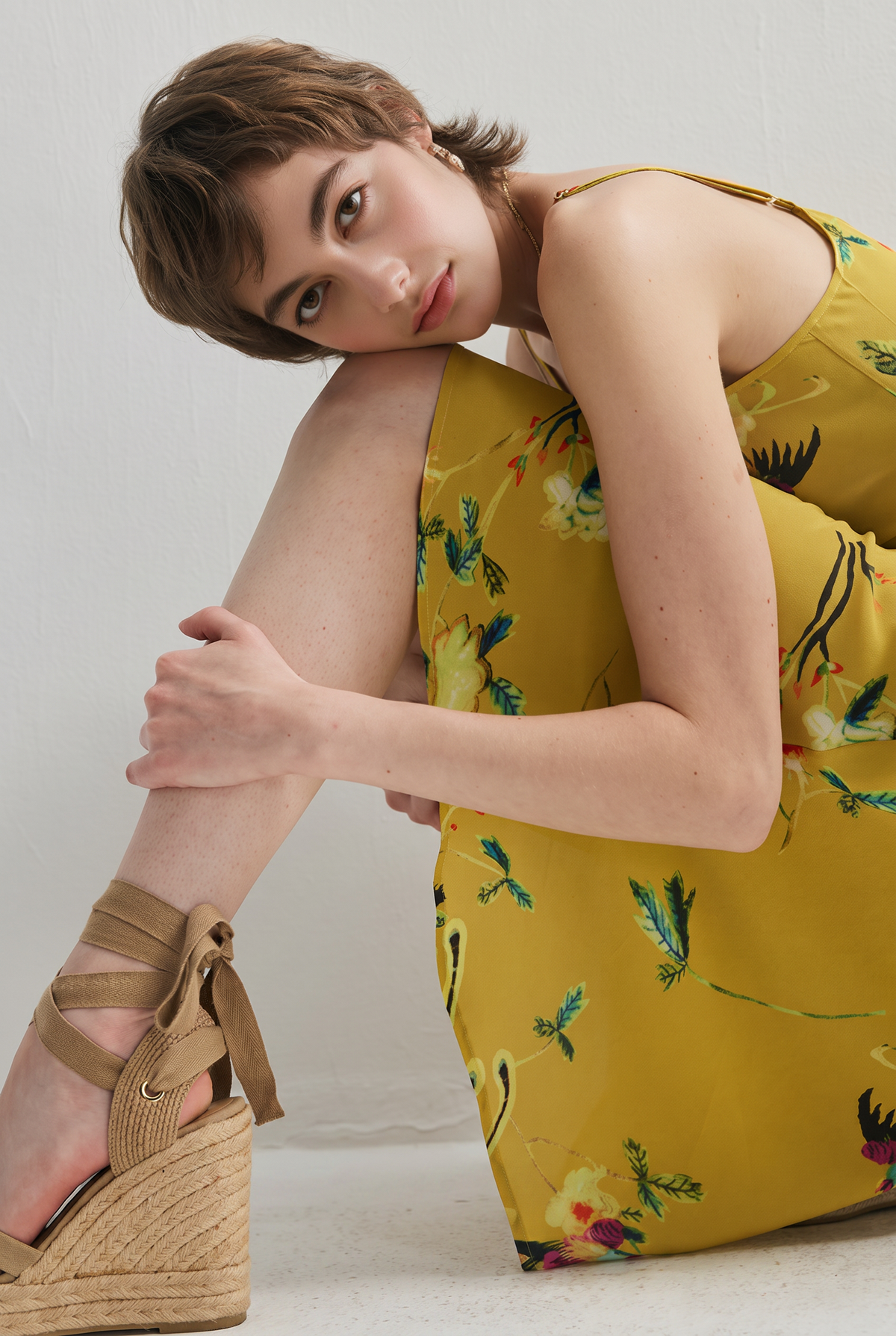 French Inspired Mulberry Silk Printed Vacation Slip Dress