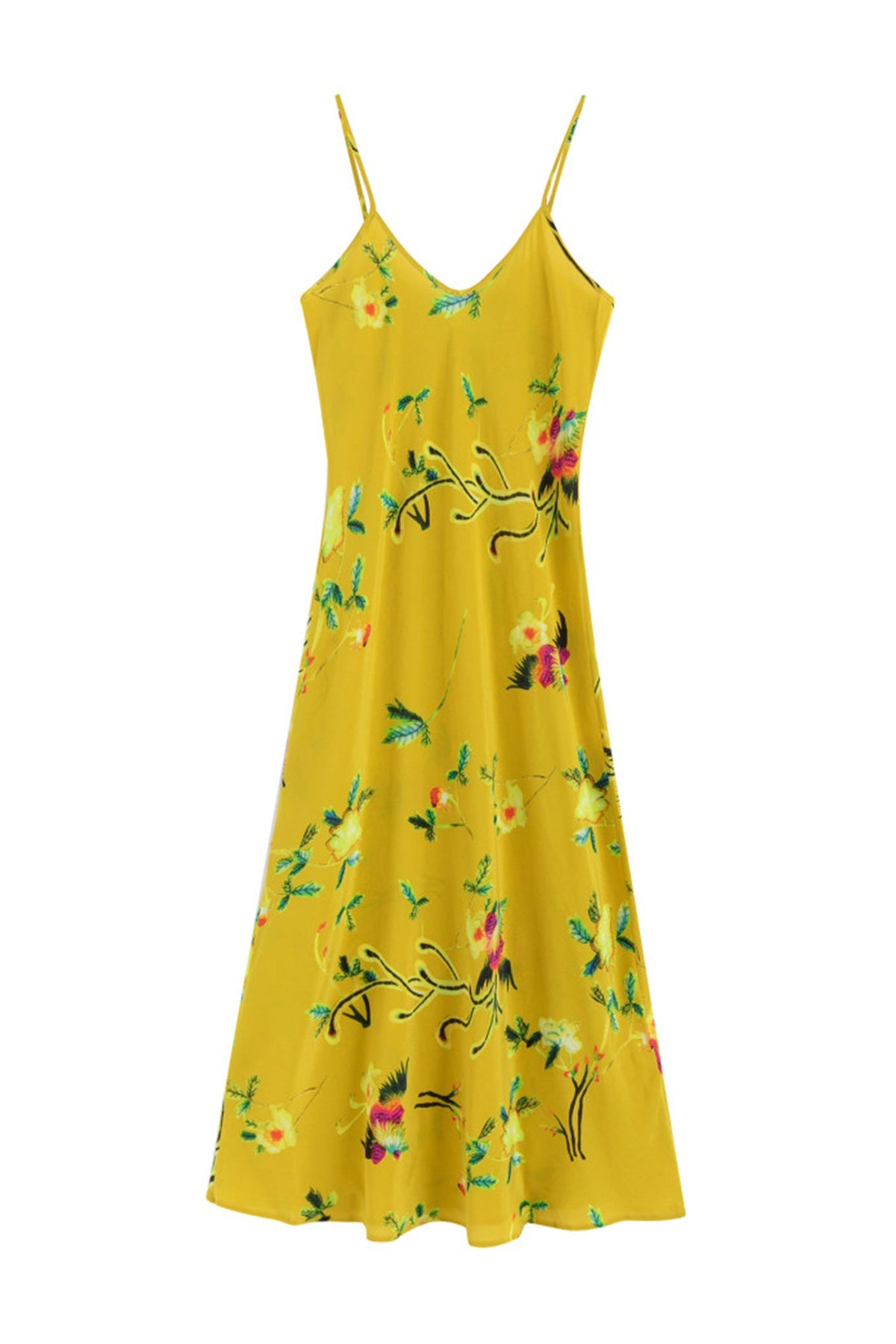 French Inspired Mulberry Silk Printed Vacation Slip Dress