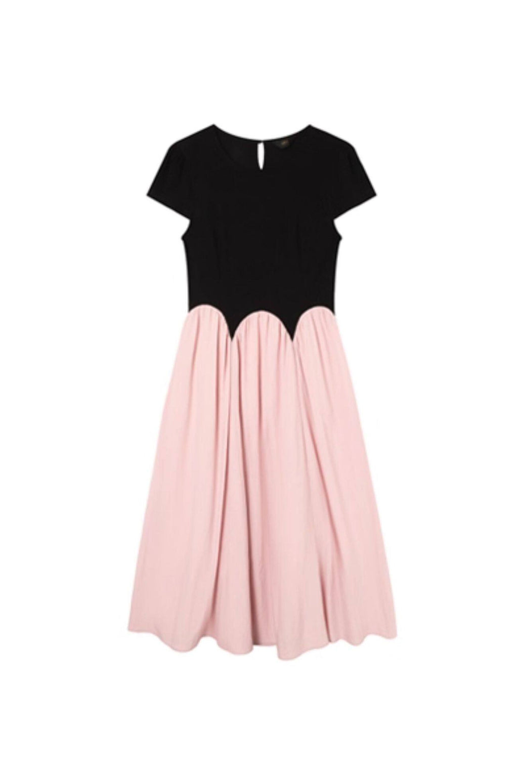 French Inspired Pleated Boat Neck Dress