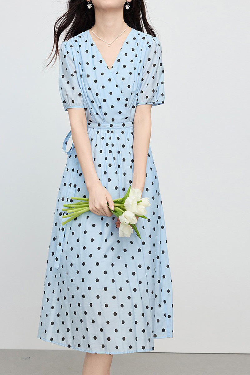 French-Inspired Polka-Dot Midi Dress