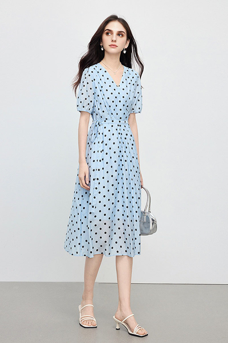 French-Inspired Polka-Dot Midi Dress