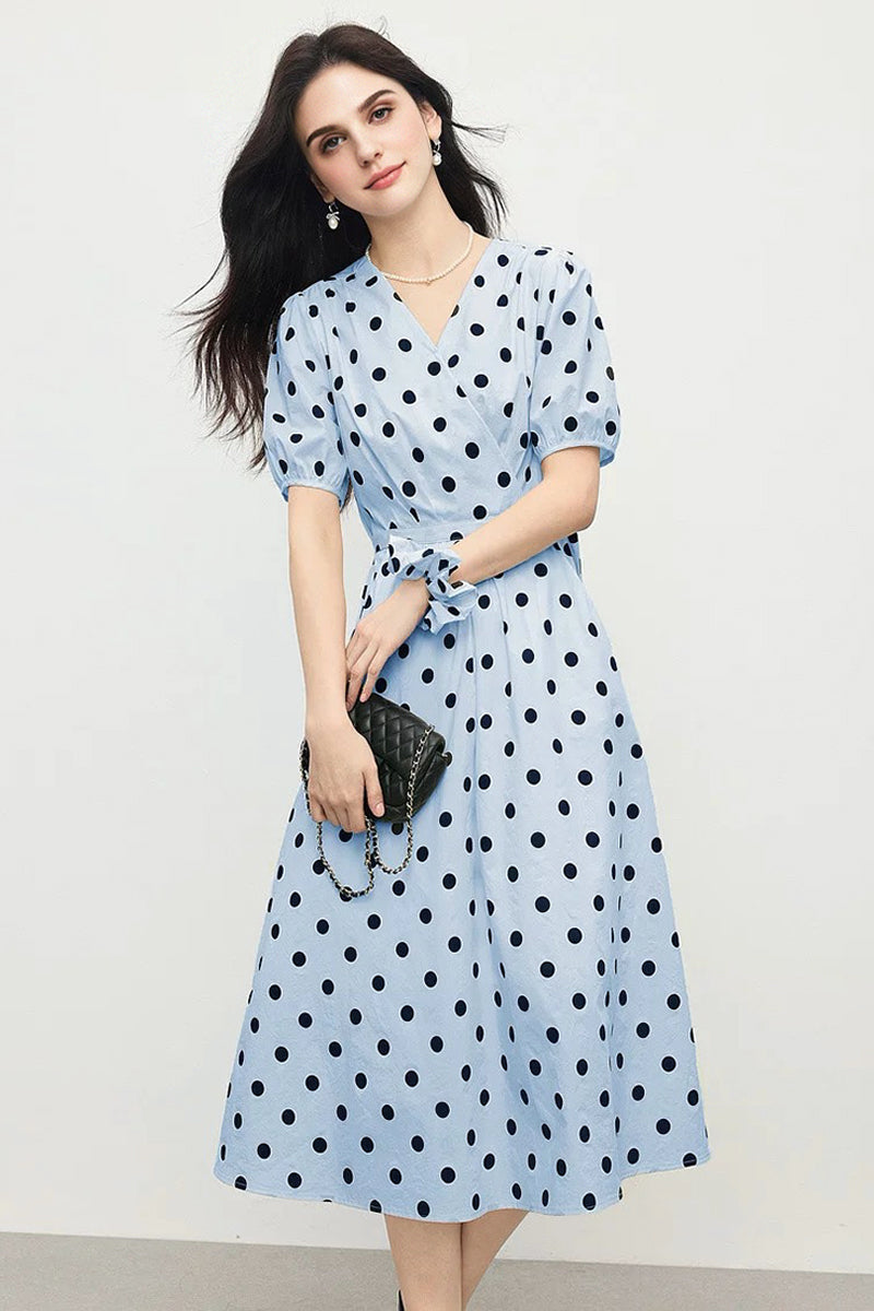 French-Inspired Polka-Dot Midi Dress