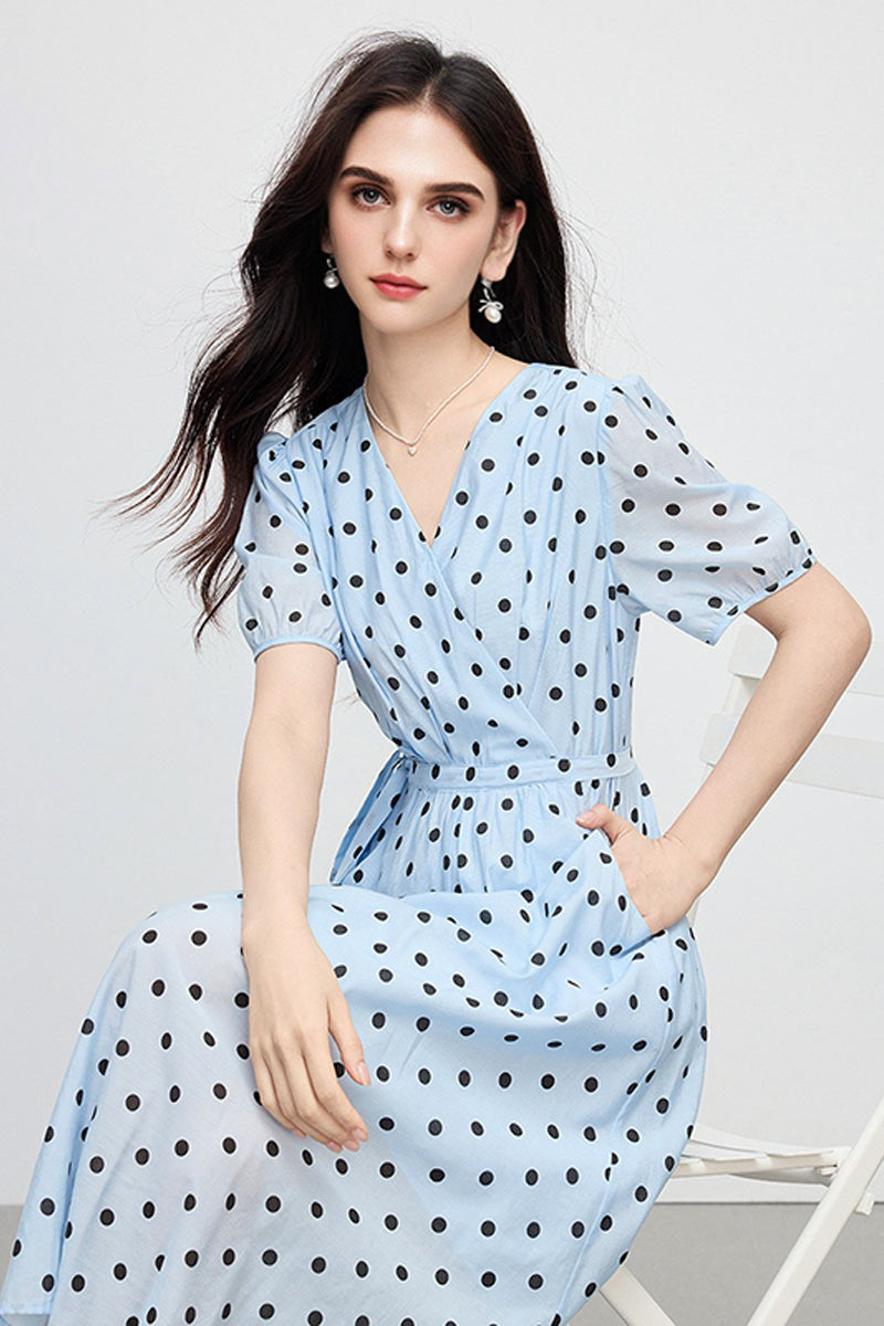French-Inspired Polka-Dot Midi Dress