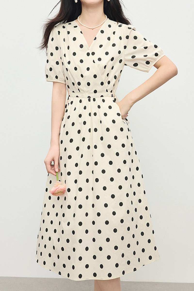 French-Inspired Polka-Dot Midi Dress