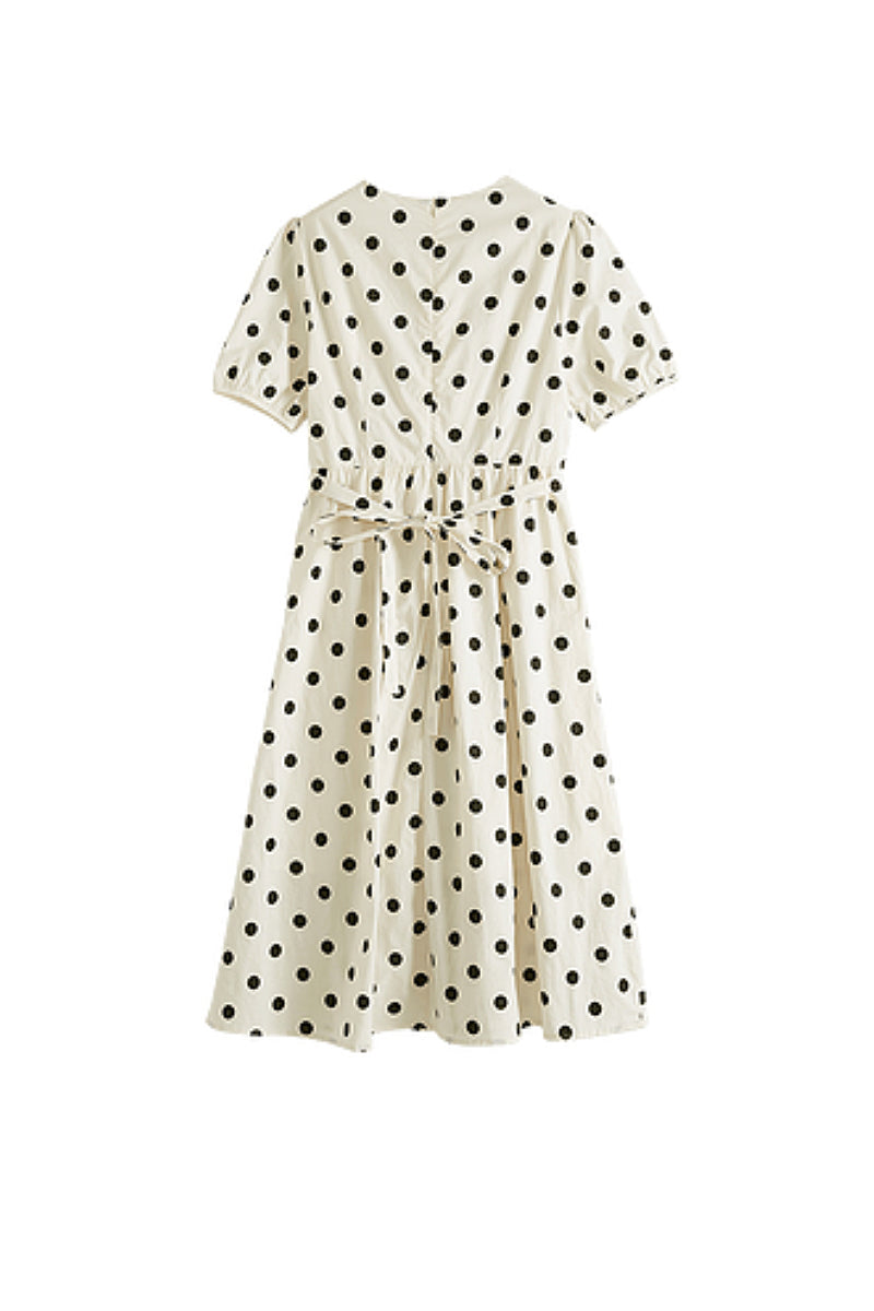 French-Inspired Polka-Dot Midi Dress