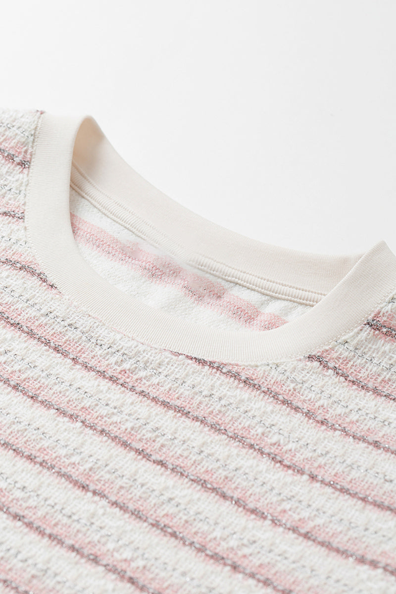 Women's Vintage Striped Textured-Knit T-Shirt