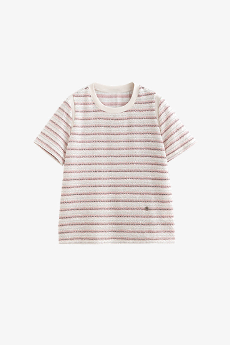 Women's Vintage Striped Textured-Knit T-Shirt