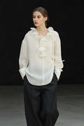 French Ruffle Collar Long Sleeve Blouse