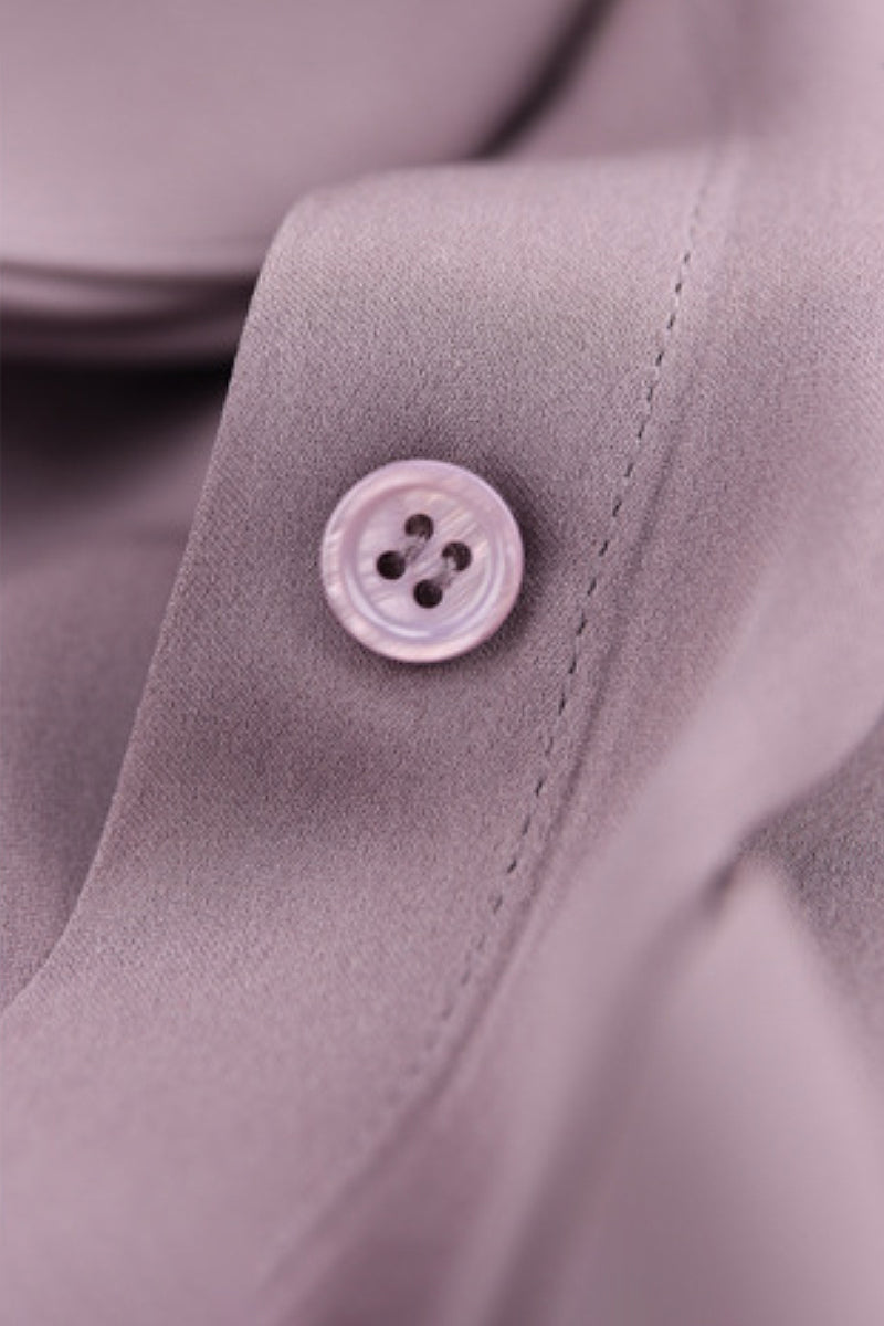 French Silk V-Neck Long-Sleeve Ribbon Blouse