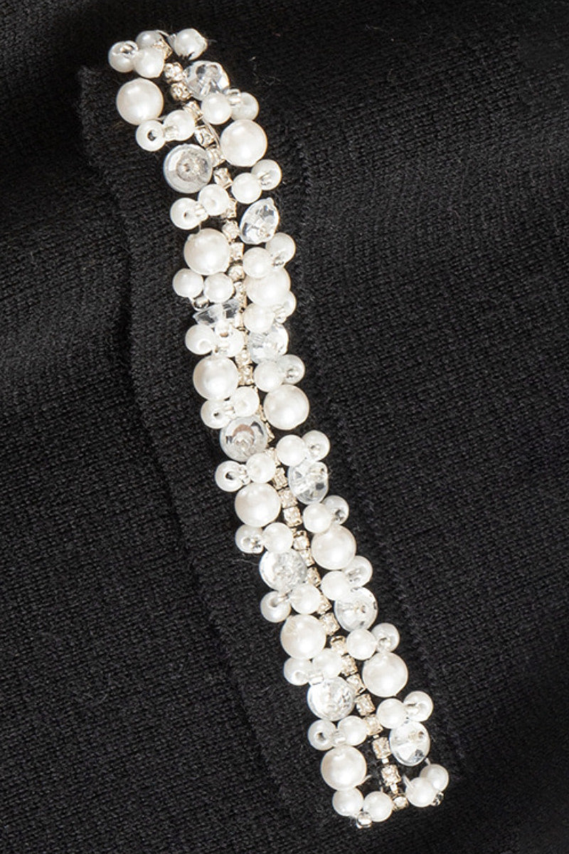 French Sleeveless Handmade Embellished Knit Midi Dress
