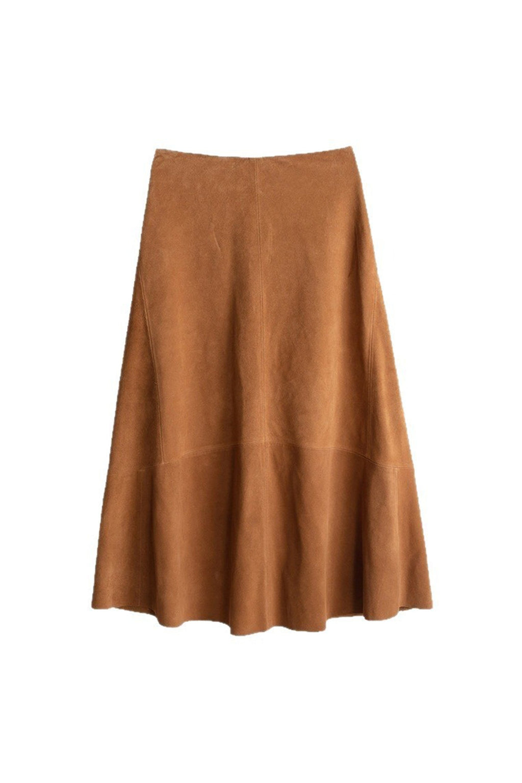 Goatskin Suede High-Waisted A-Line Midi Skirt