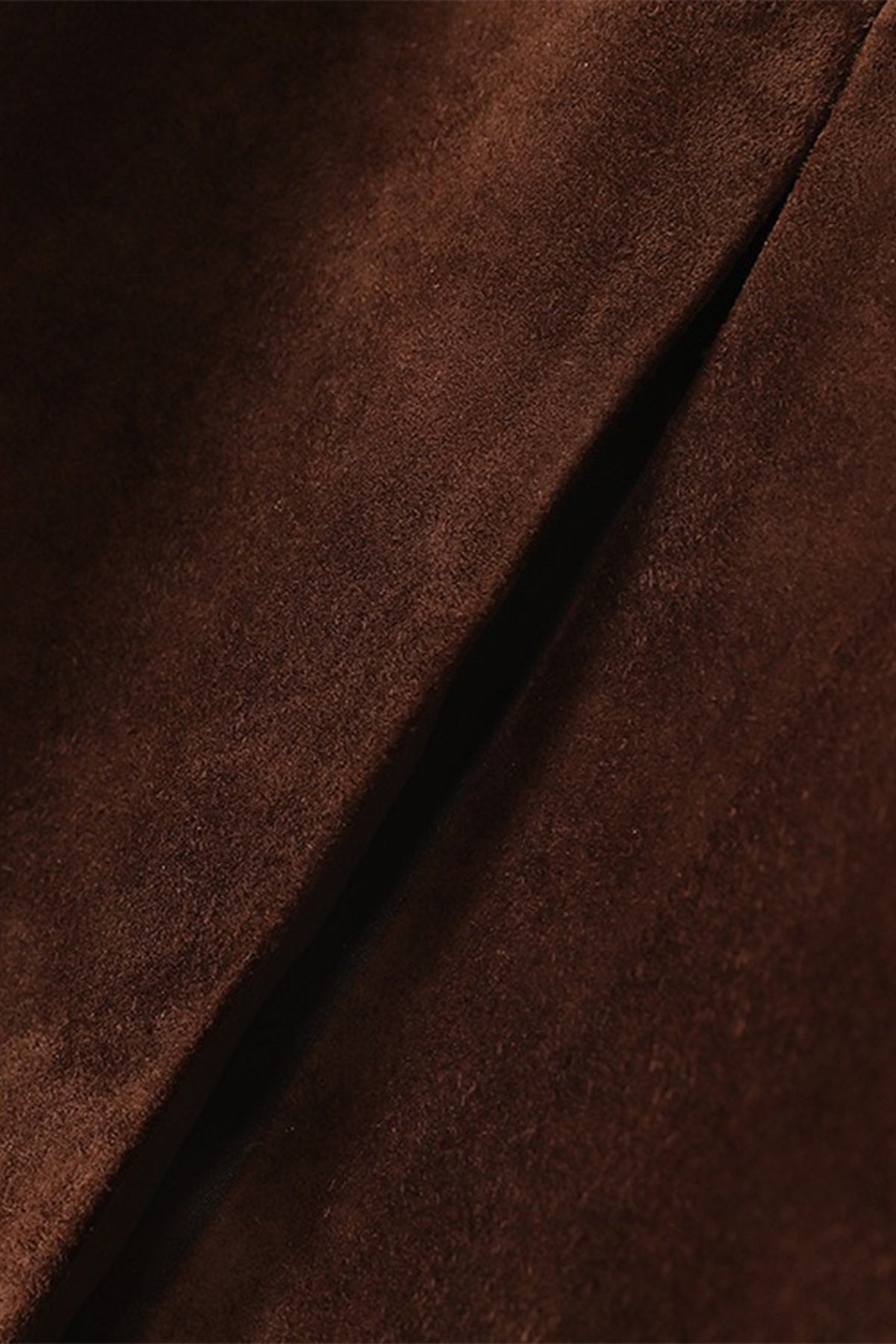 Goatskin Suede Straight-Fit Midi Skirt in Brown