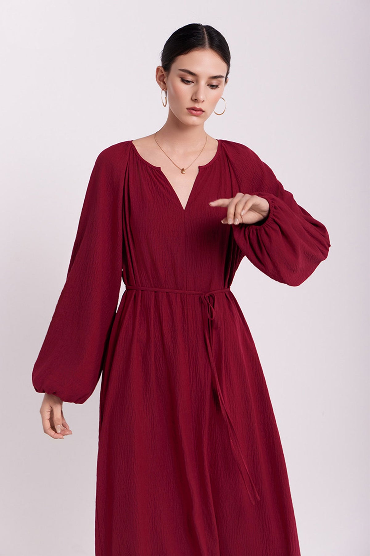 Green Lantern-Sleeve V-Neck Maxi Dress
