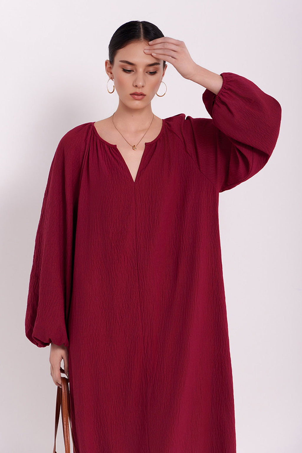 Green Lantern-Sleeve V-Neck Maxi Dress