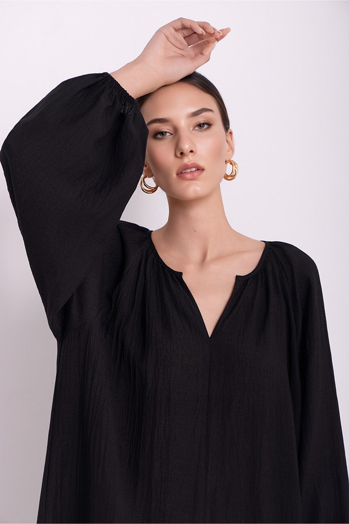 Green Lantern-Sleeve V-Neck Maxi Dress