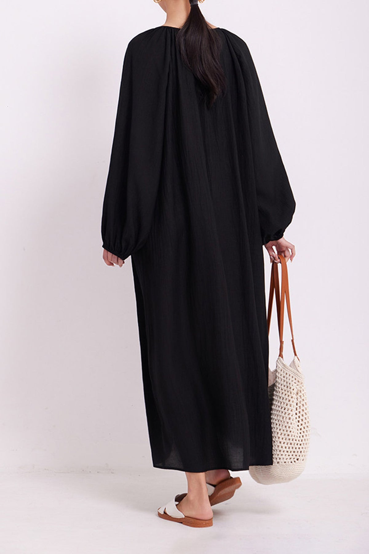 Green Lantern-Sleeve V-Neck Maxi Dress