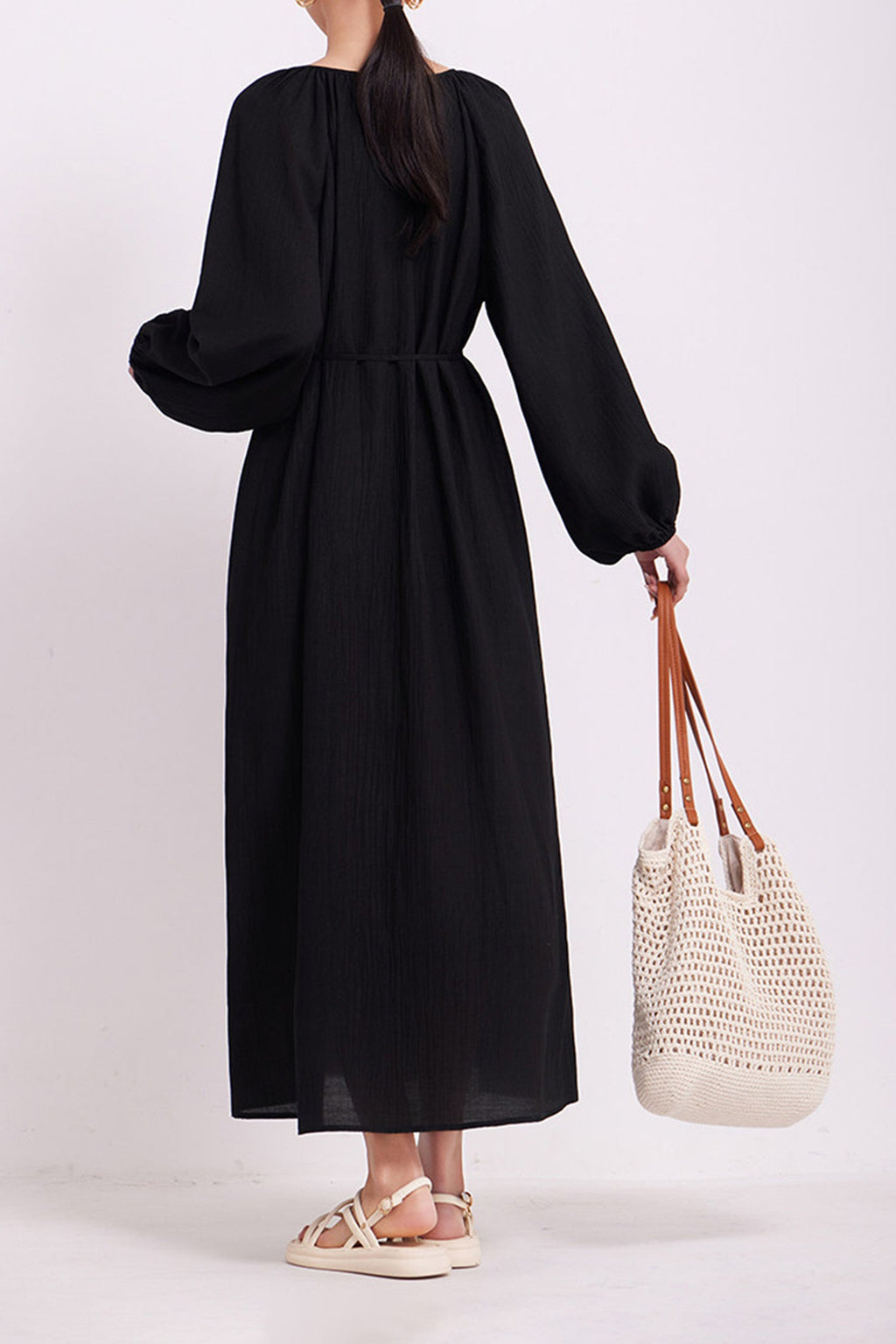Green Lantern-Sleeve V-Neck Maxi Dress