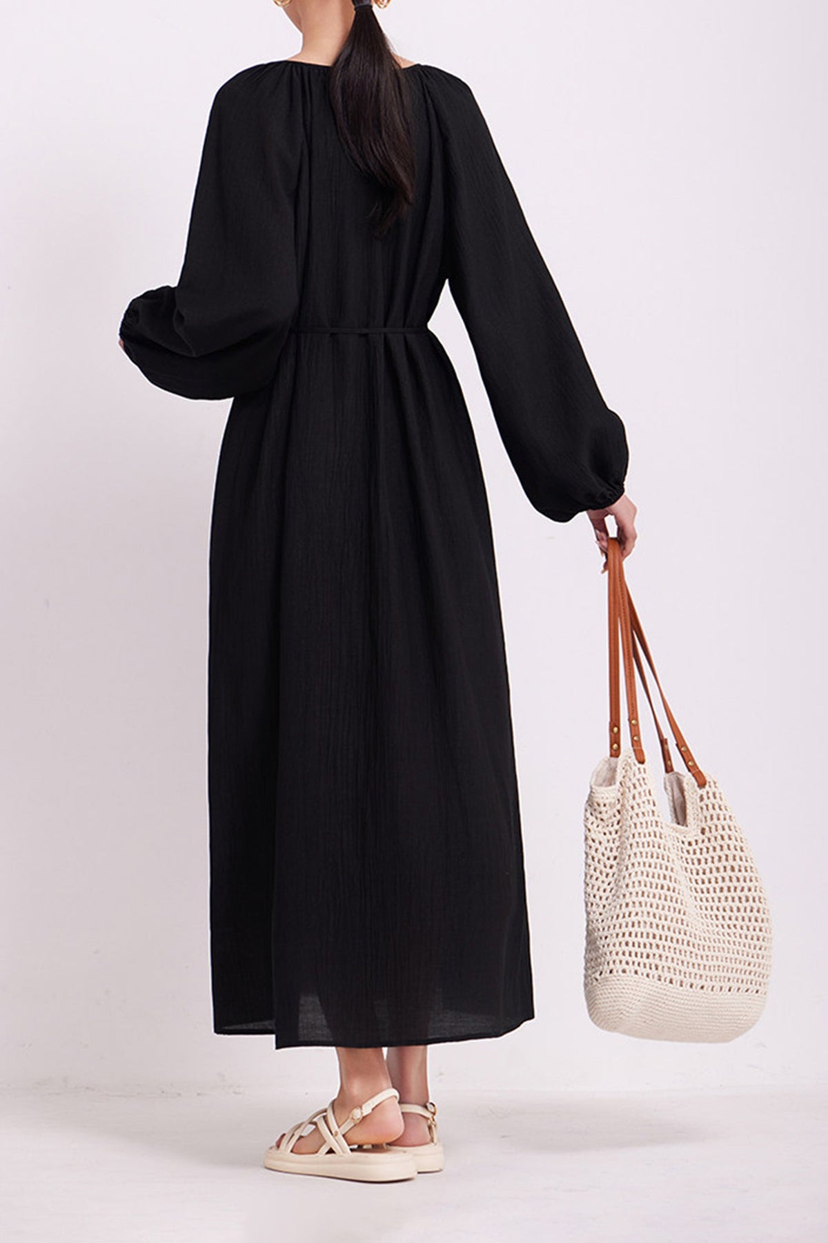 Green Lantern-Sleeve V-Neck Maxi Dress