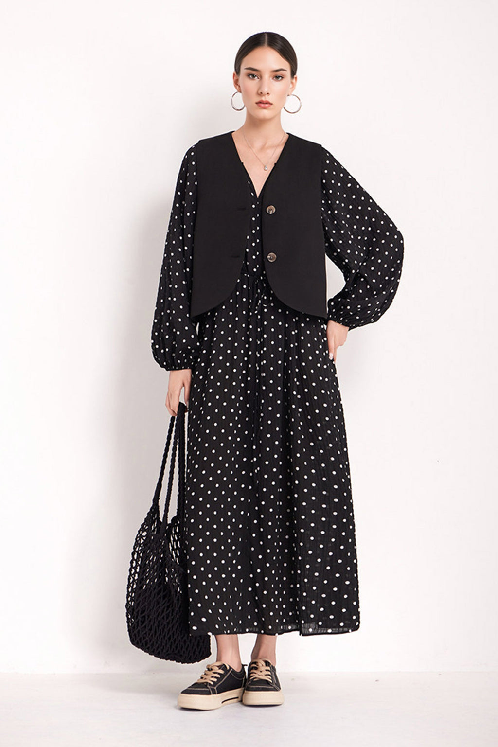 Green Lantern-Sleeve V-Neck Maxi Dress