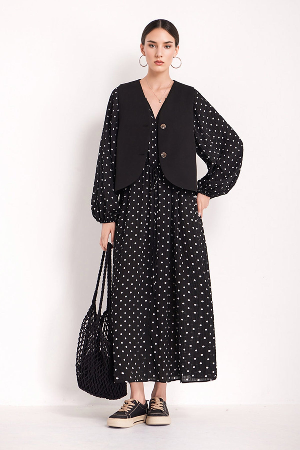 Green Lantern-Sleeve V-Neck Maxi Dress