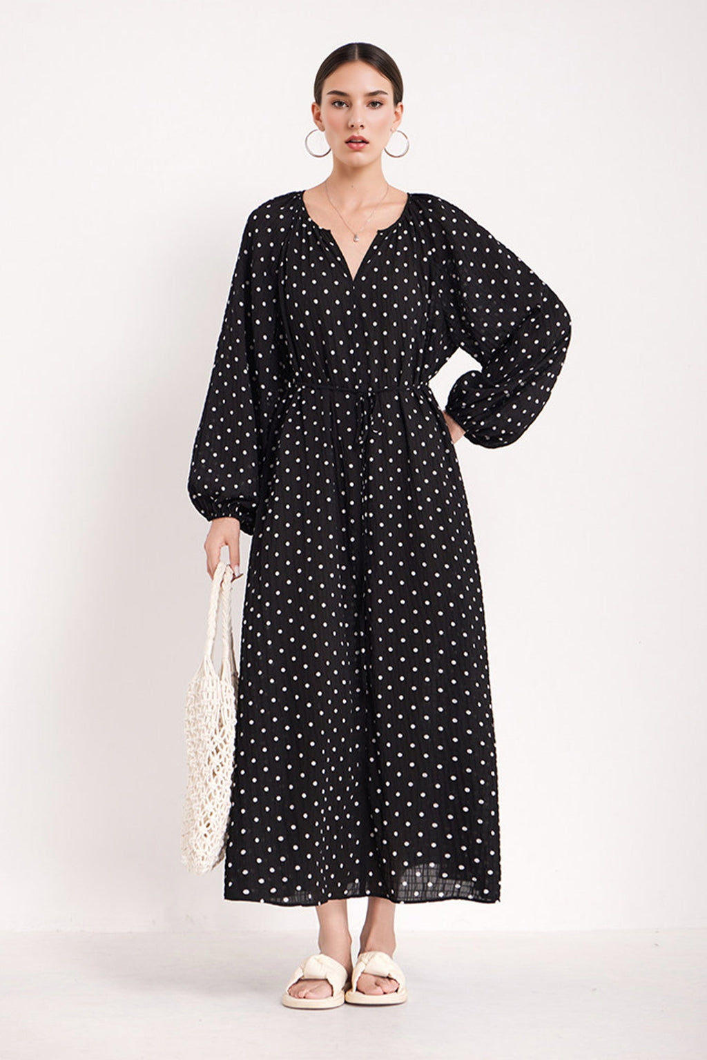 Green Lantern-Sleeve V-Neck Maxi Dress