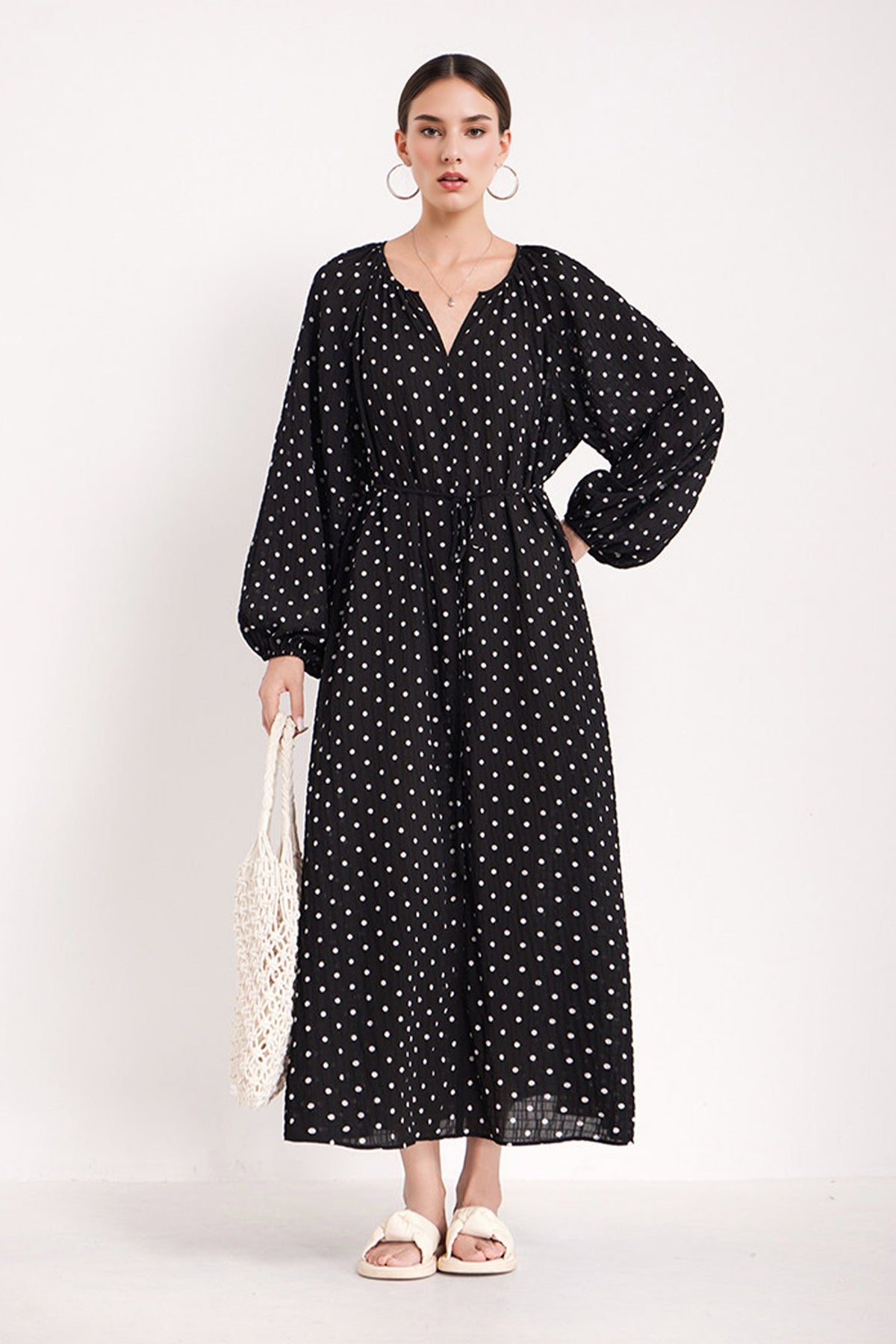 Green Lantern-Sleeve V-Neck Maxi Dress