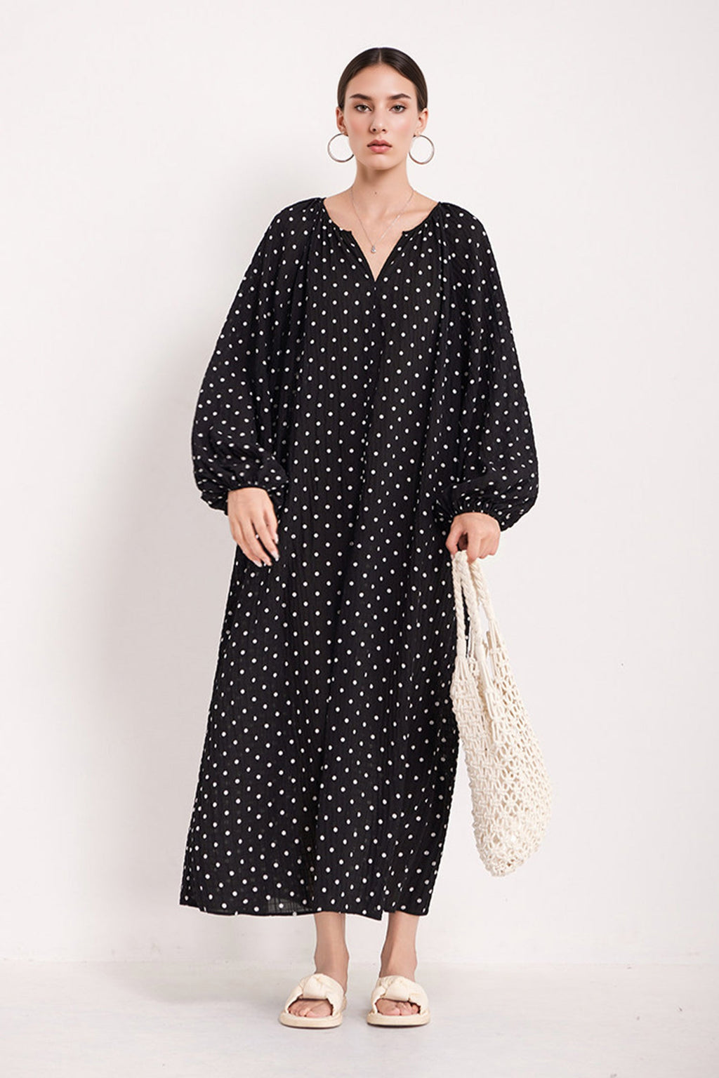 Green Lantern-Sleeve V-Neck Maxi Dress