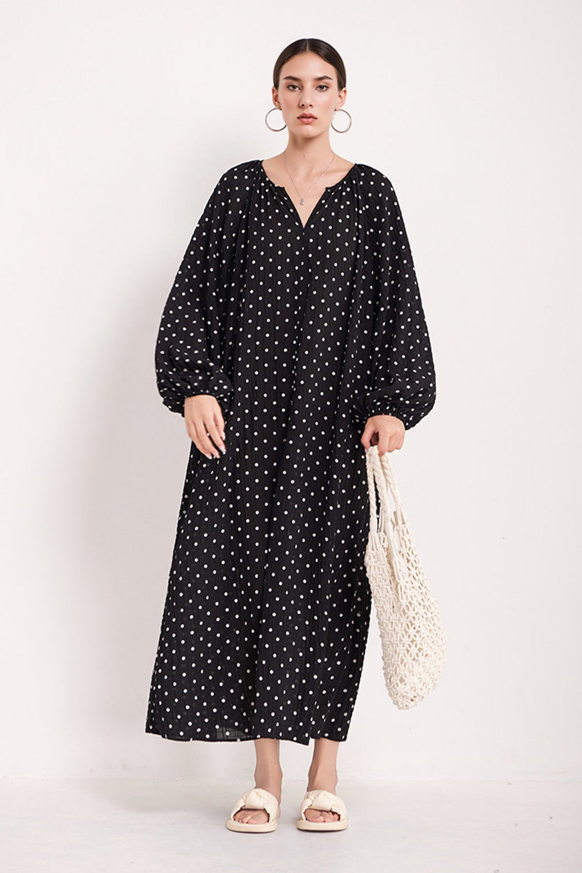 Green Lantern-Sleeve V-Neck Maxi Dress