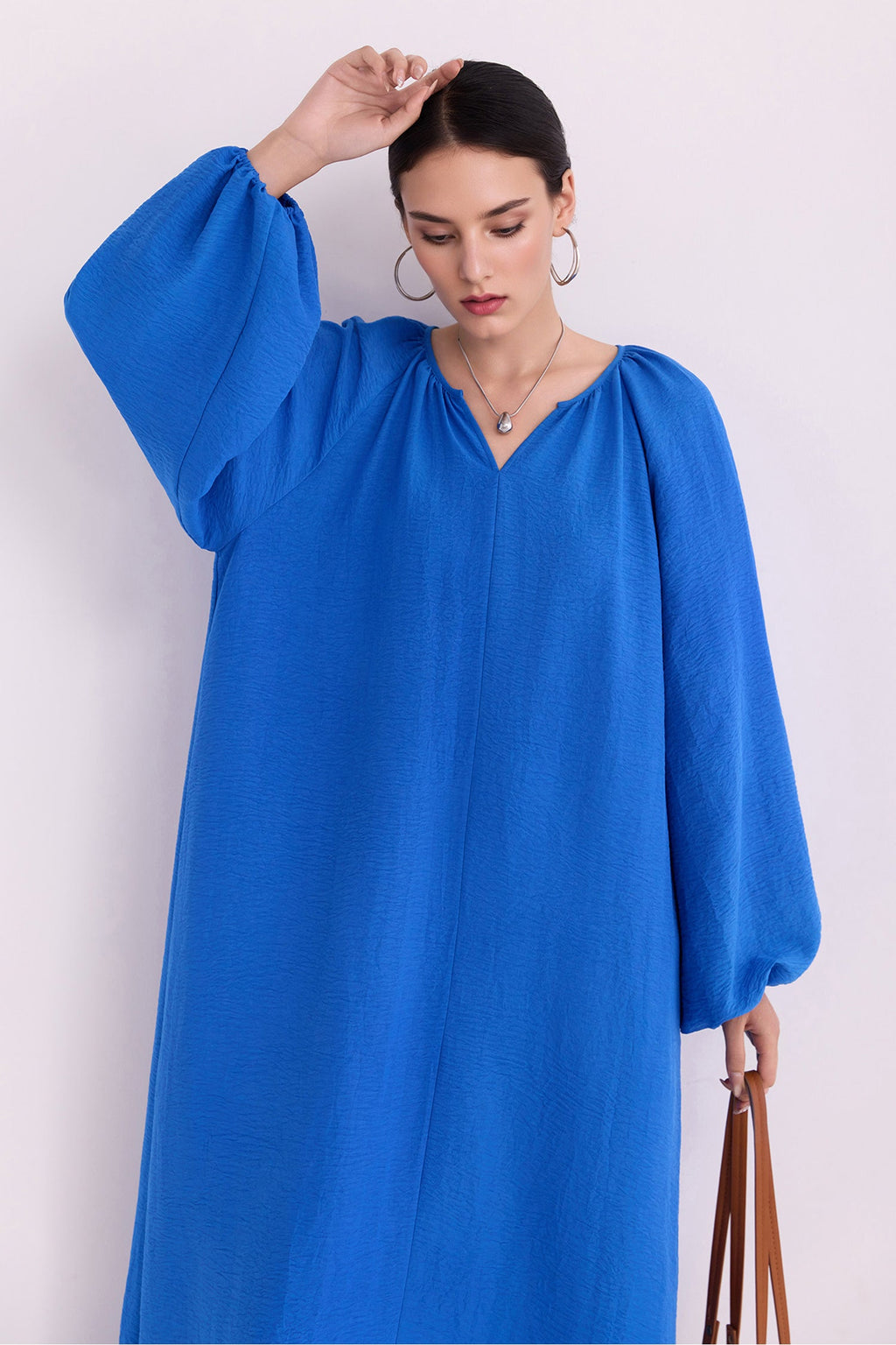 Green Lantern-Sleeve V-Neck Maxi Dress