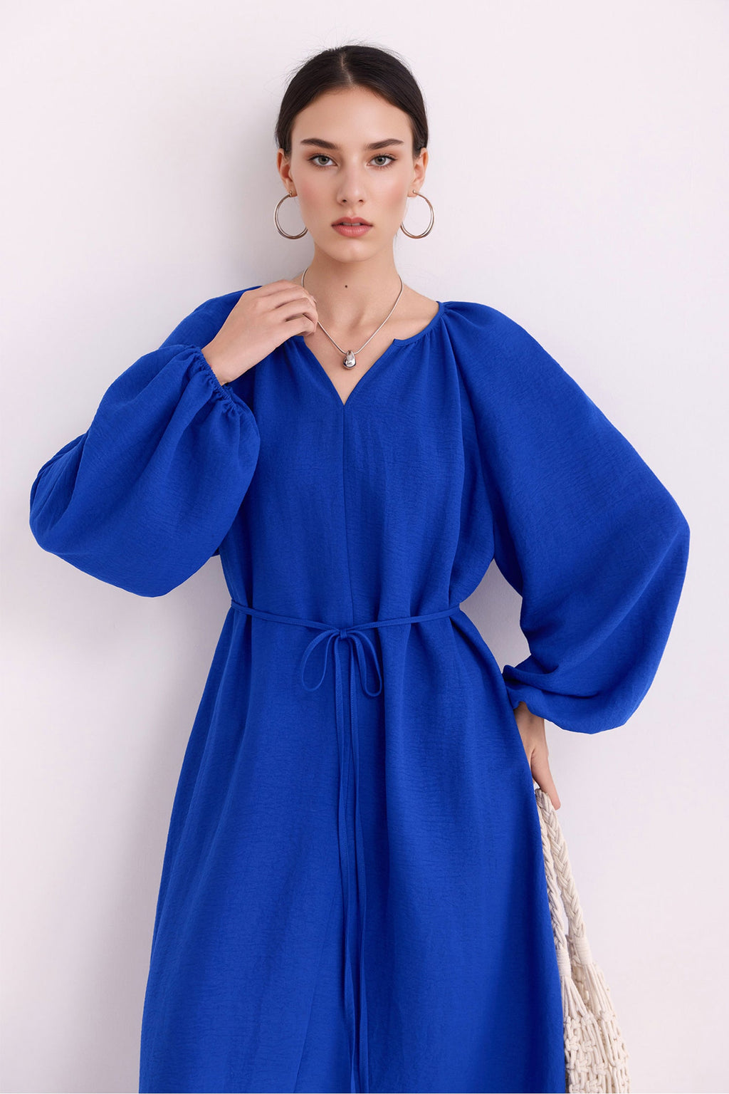 Green Lantern-Sleeve V-Neck Maxi Dress