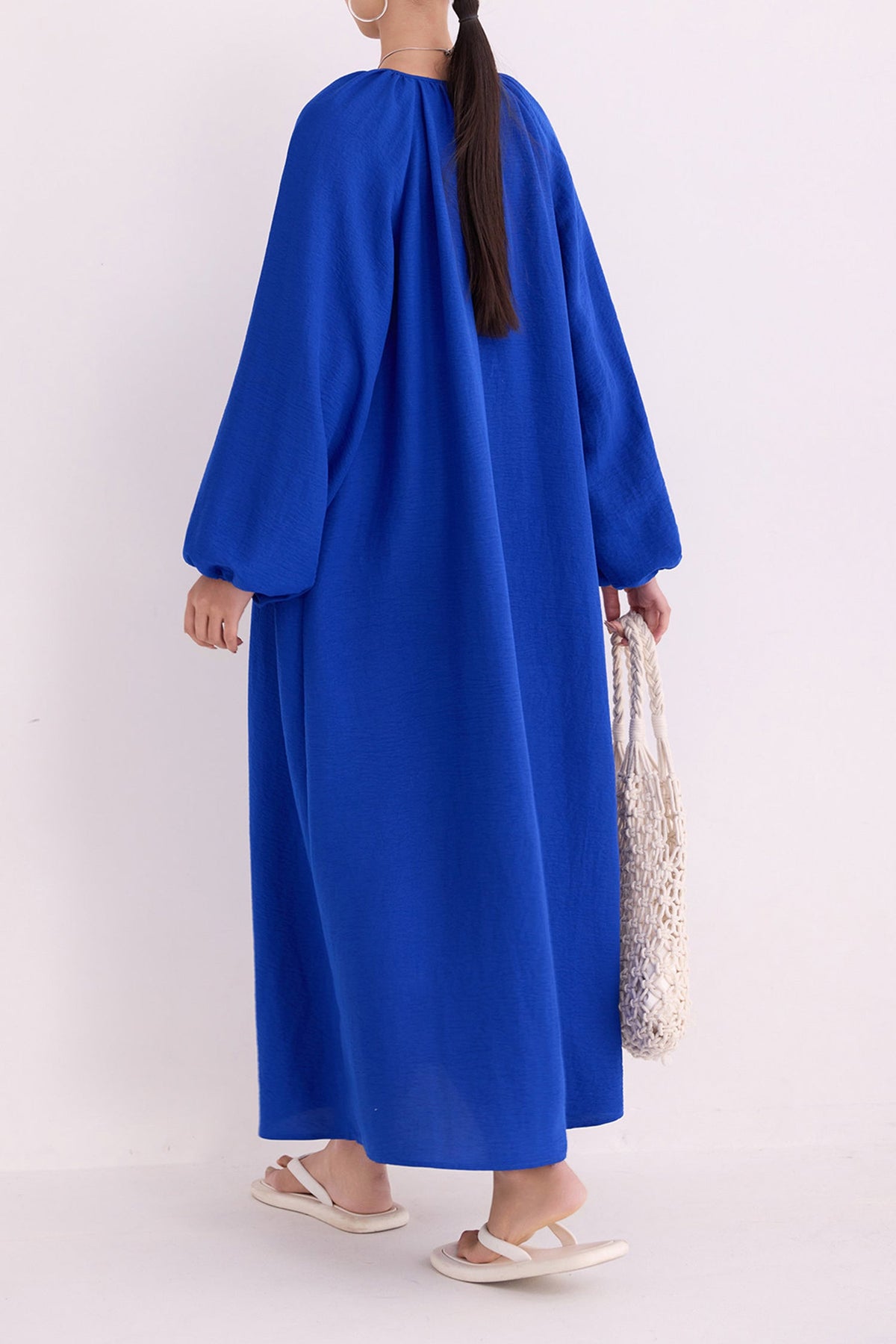 Green Lantern-Sleeve V-Neck Maxi Dress