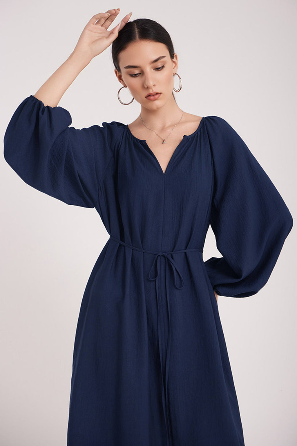 Green Lantern-Sleeve V-Neck Maxi Dress