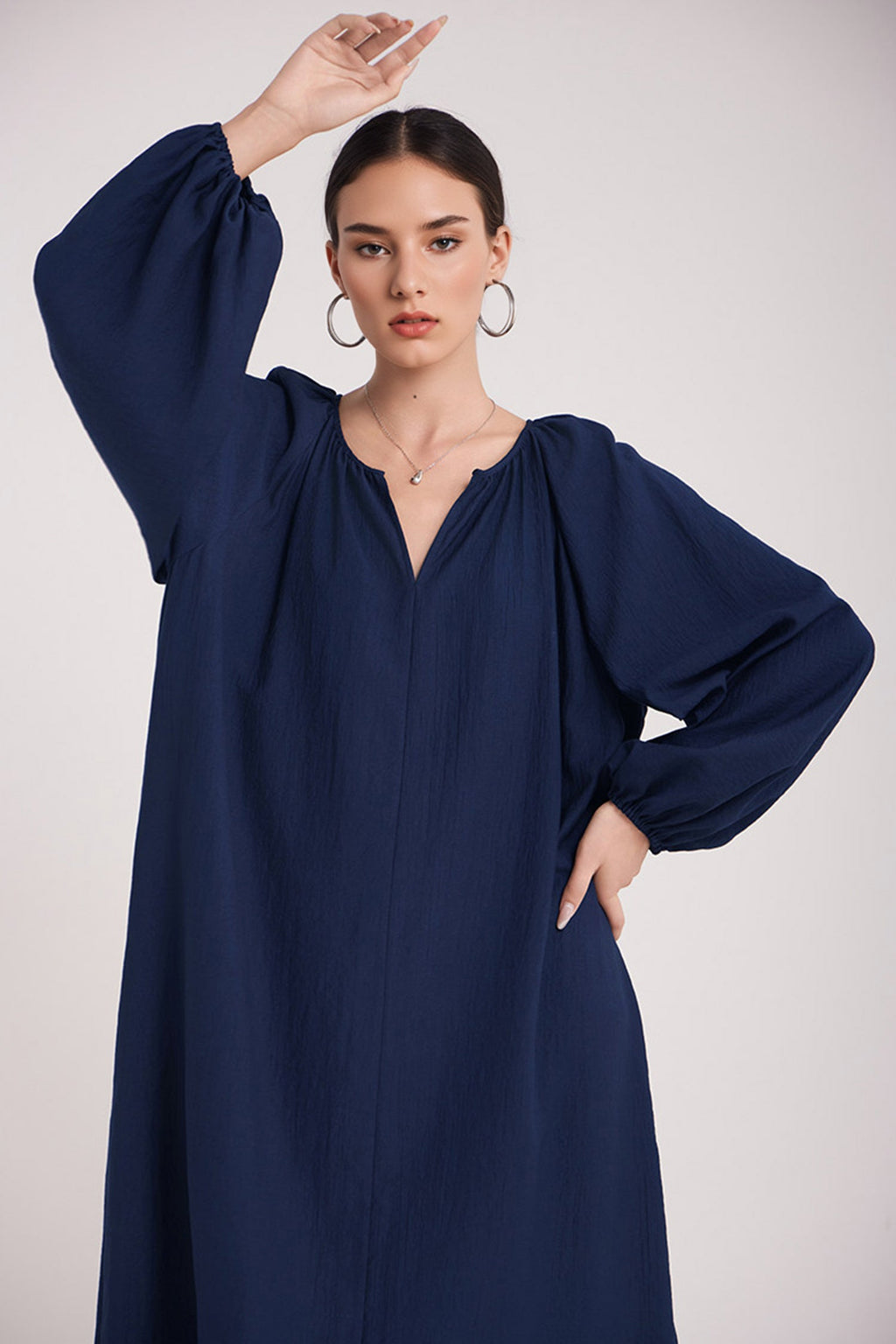 Green Lantern-Sleeve V-Neck Maxi Dress