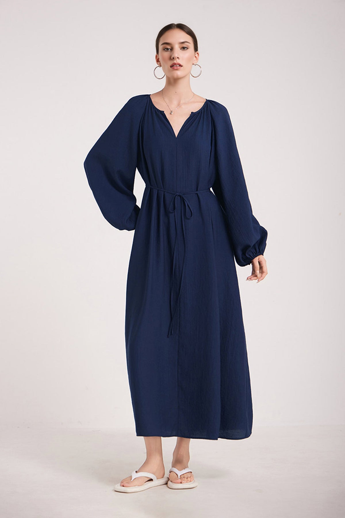 Green Lantern-Sleeve V-Neck Maxi Dress