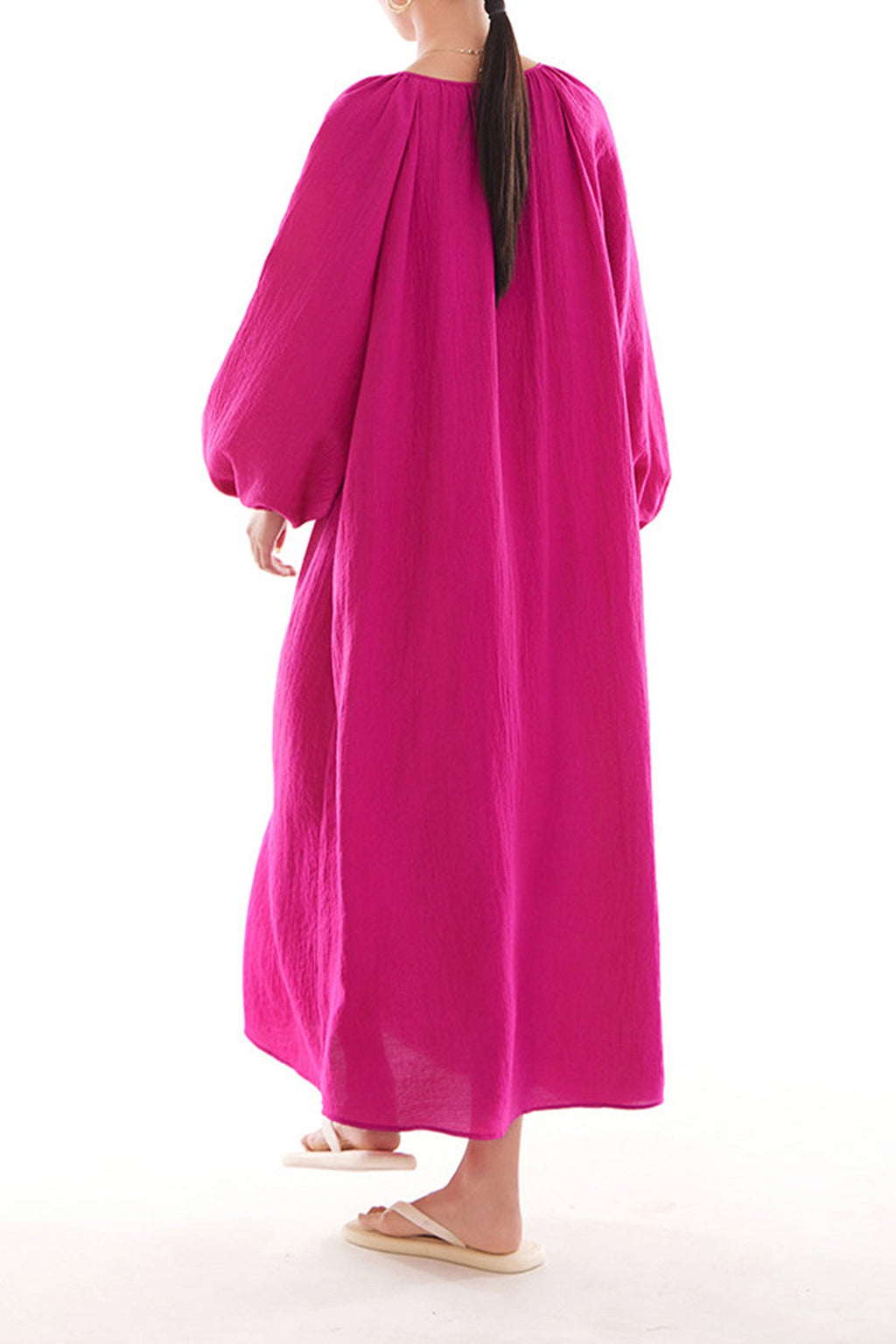 Green Lantern-Sleeve V-Neck Maxi Dress