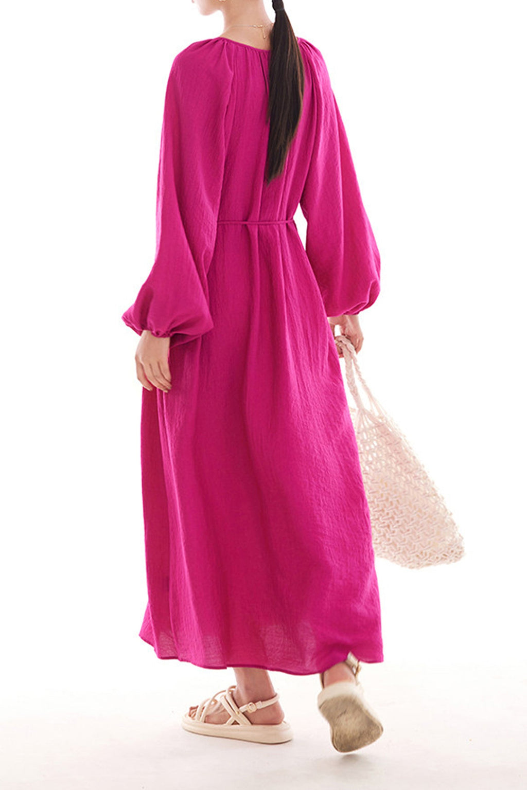 Green Lantern-Sleeve V-Neck Maxi Dress