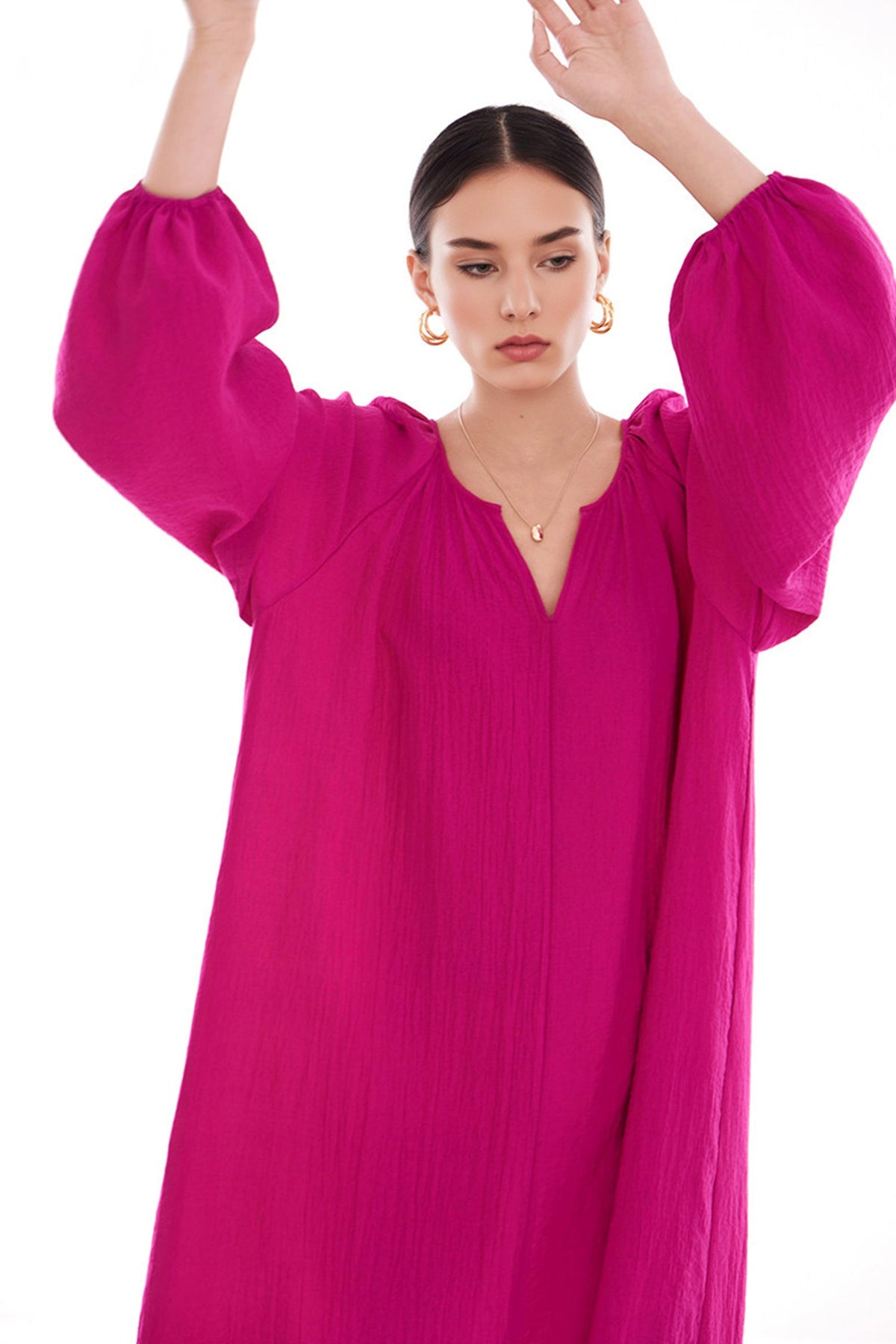 Green Lantern-Sleeve V-Neck Maxi Dress