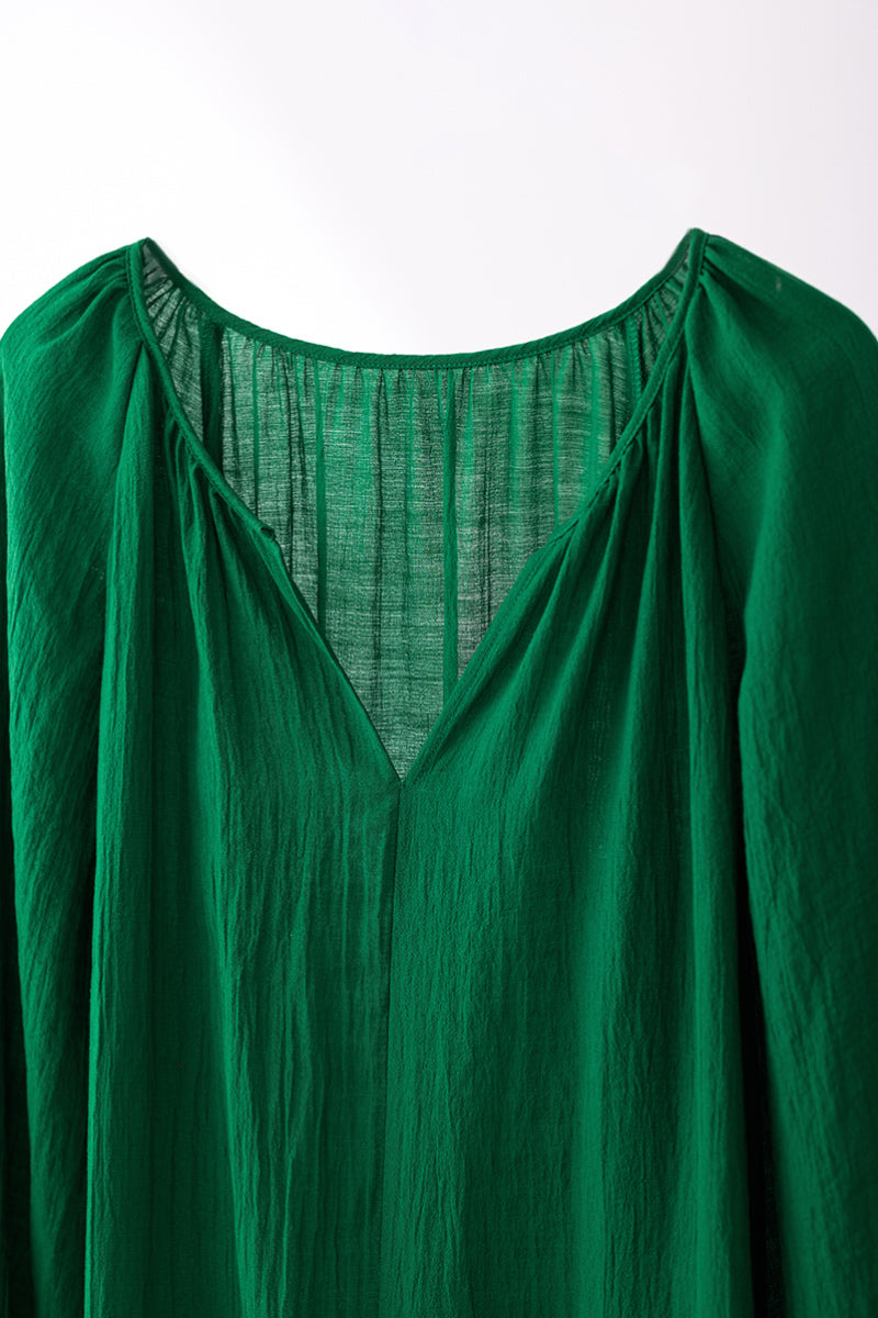 Green Lantern-Sleeve V-Neck Maxi Dress