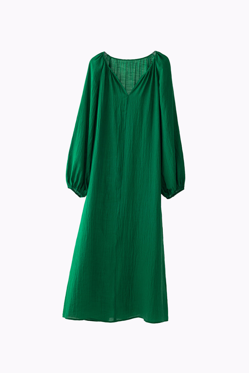 Green Lantern-Sleeve V-Neck Maxi Dress