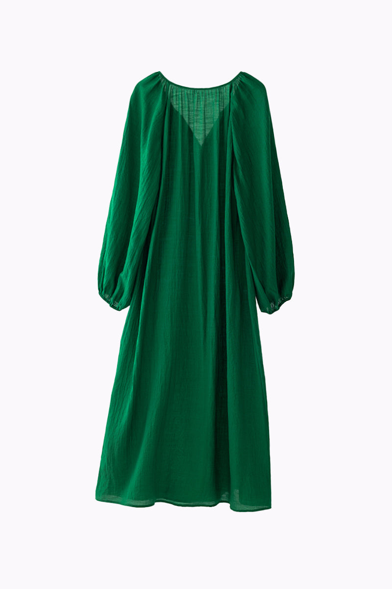 Green Lantern-Sleeve V-Neck Maxi Dress