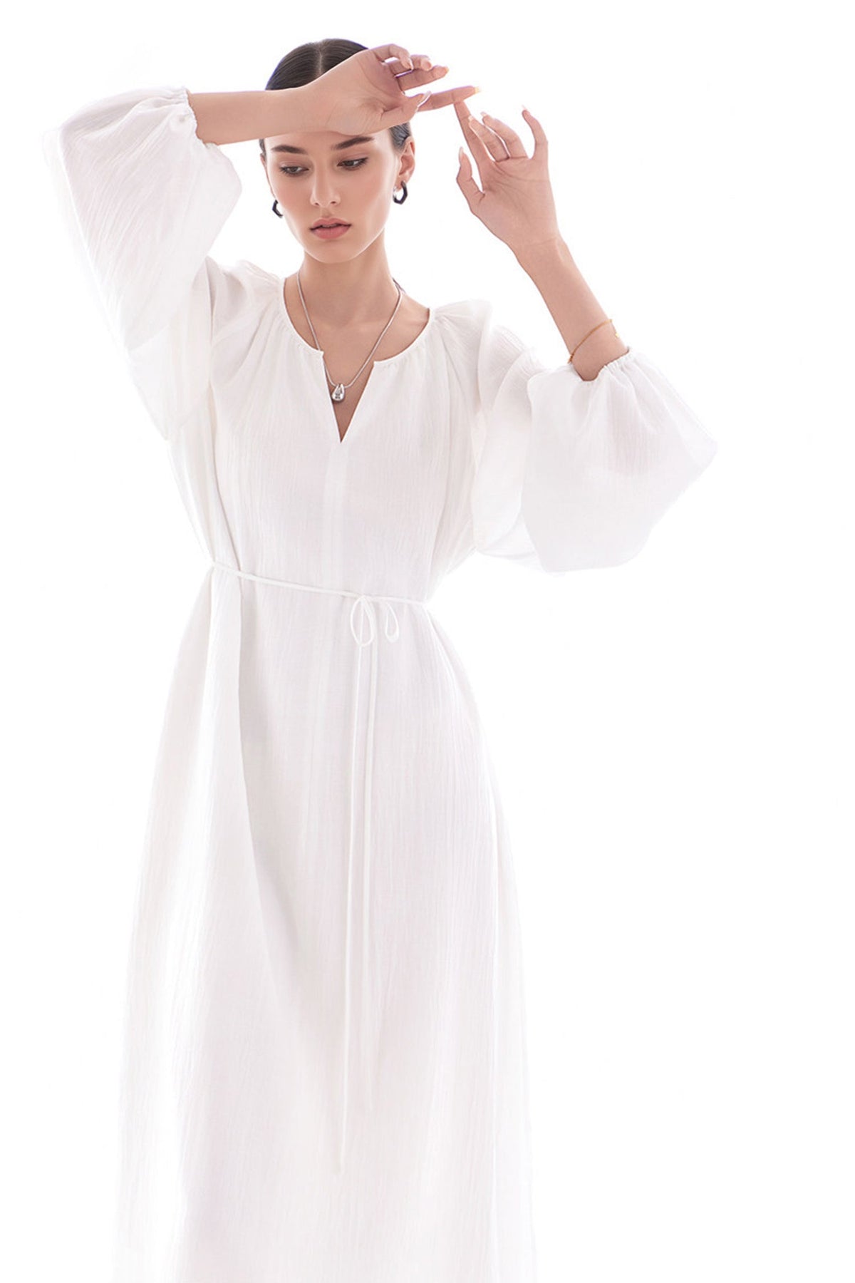 Green Lantern-Sleeve V-Neck Maxi Dress