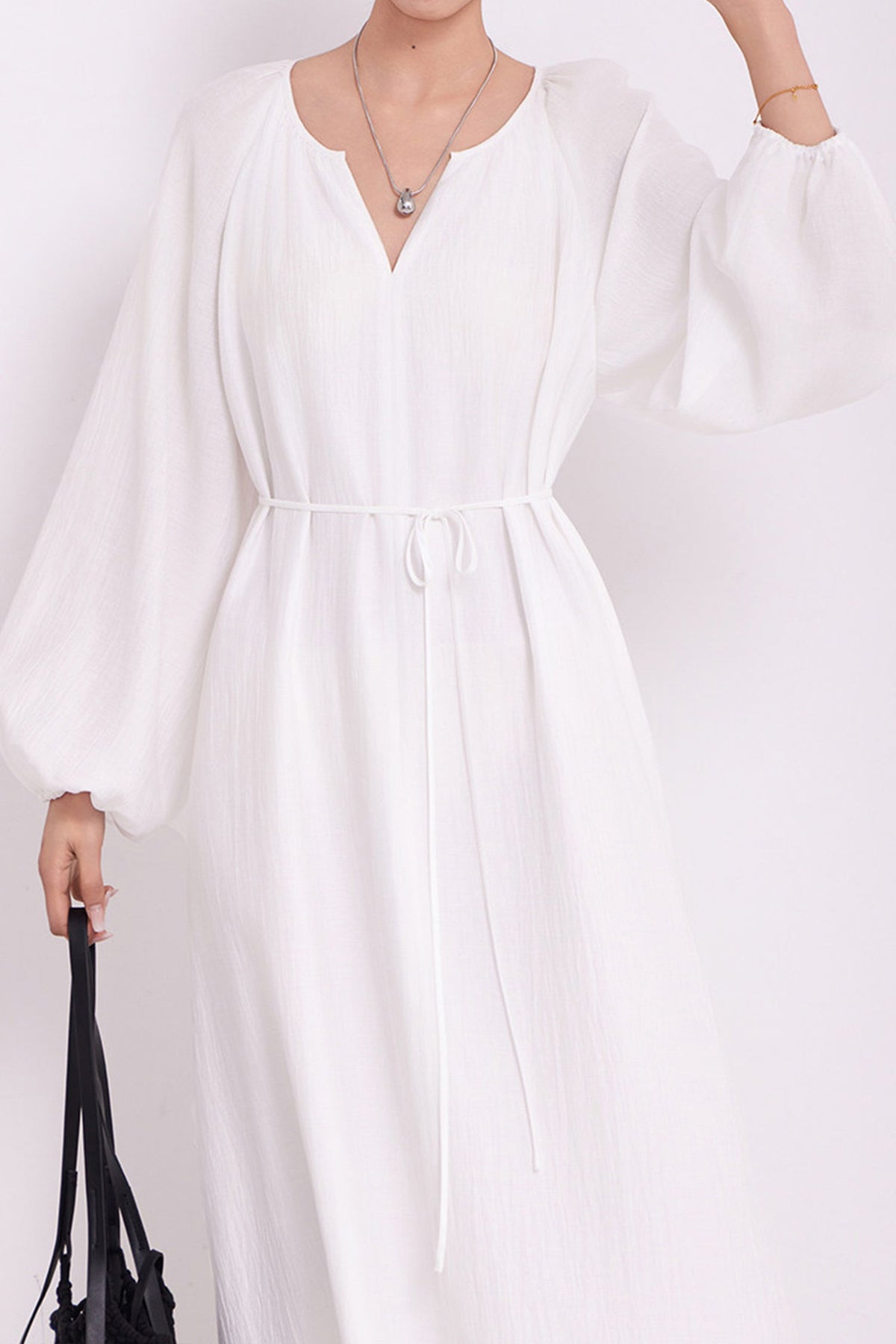 Green Lantern-Sleeve V-Neck Maxi Dress