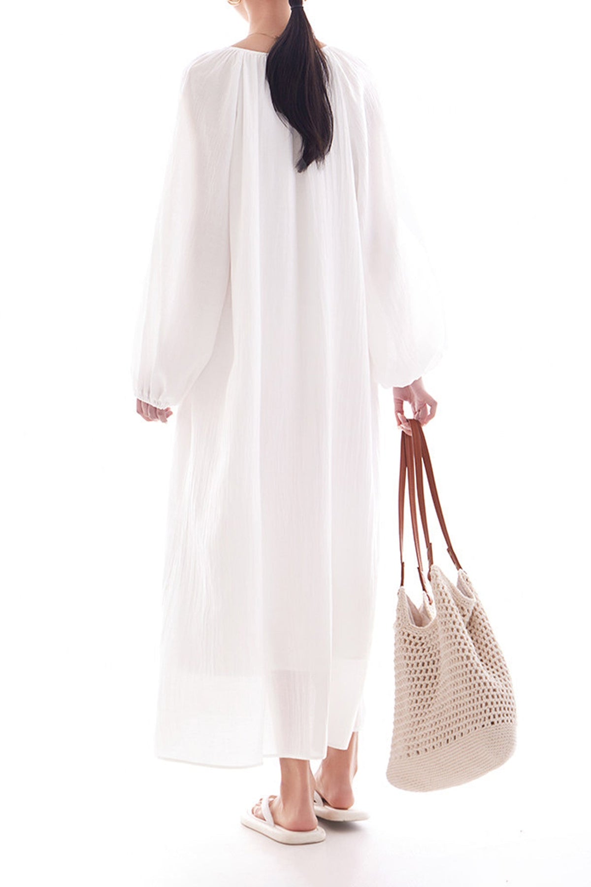 Green Lantern-Sleeve V-Neck Maxi Dress