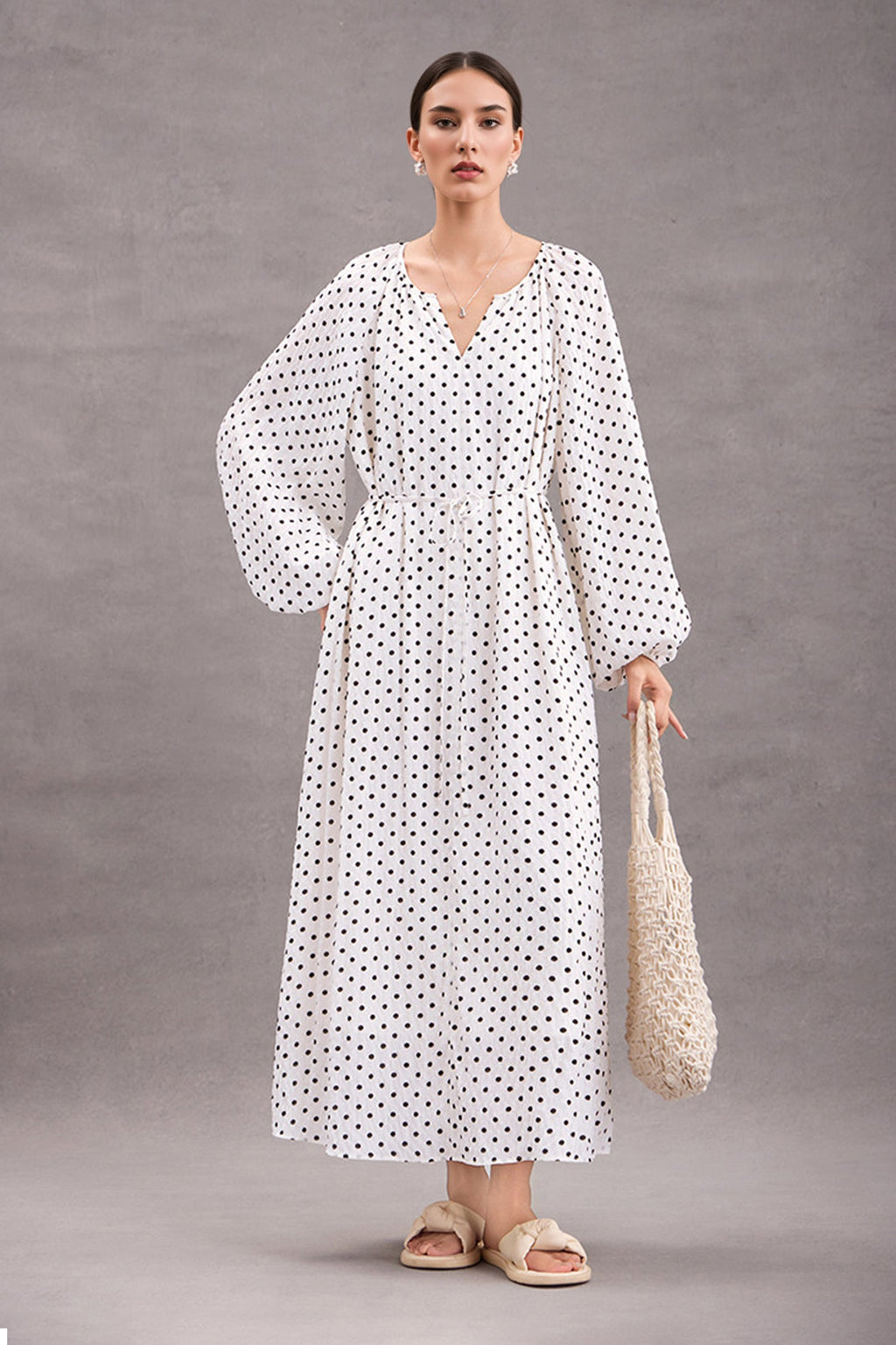 Green Lantern-Sleeve V-Neck Maxi Dress