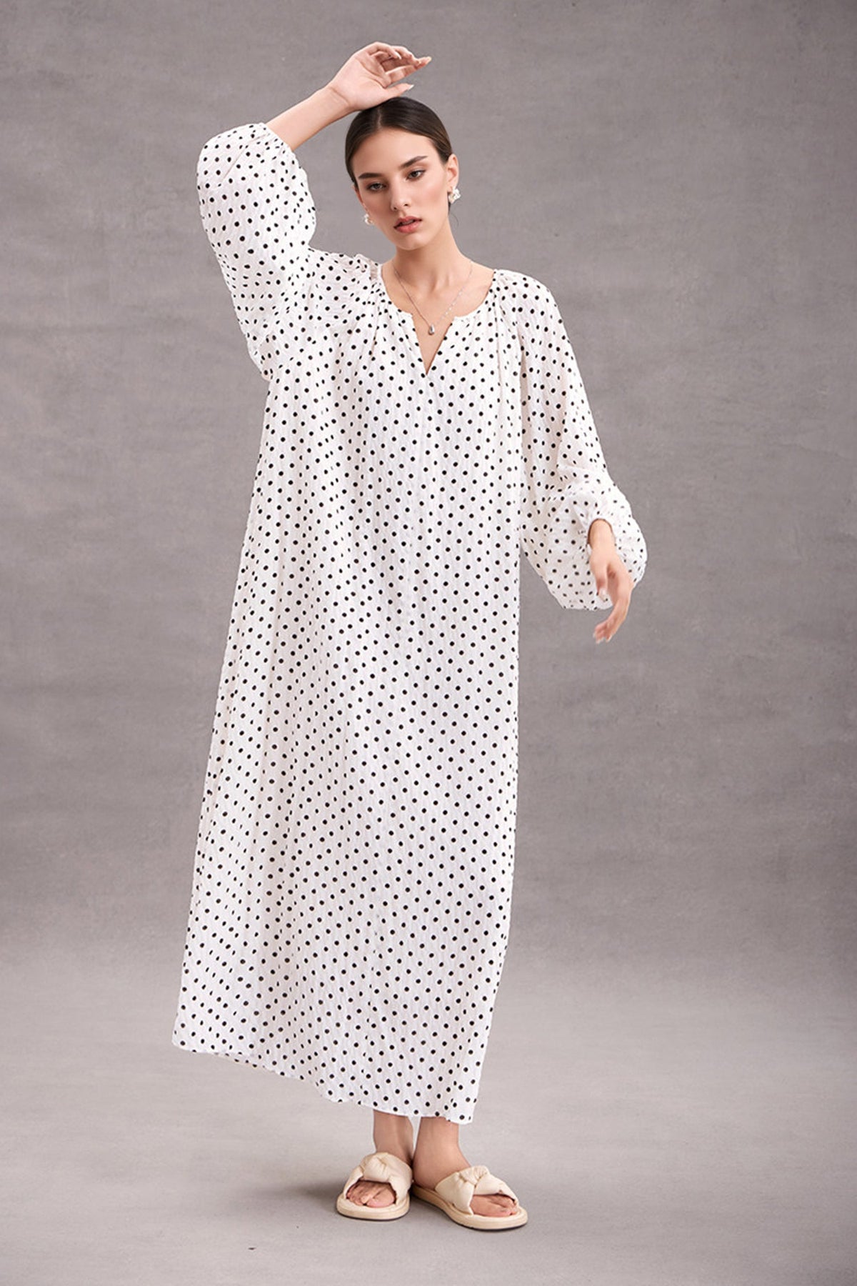 Green Lantern-Sleeve V-Neck Maxi Dress