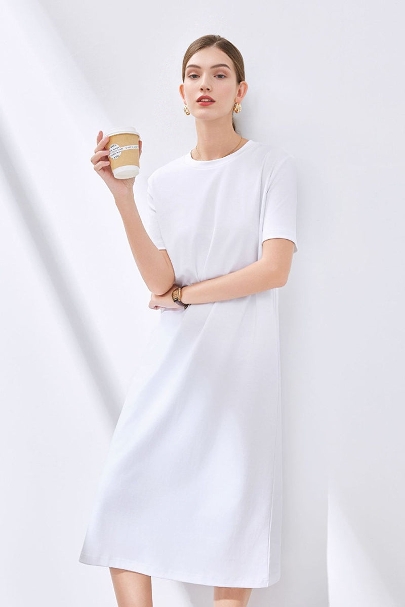 Grey Midi T-Shirt Dress with Pockets