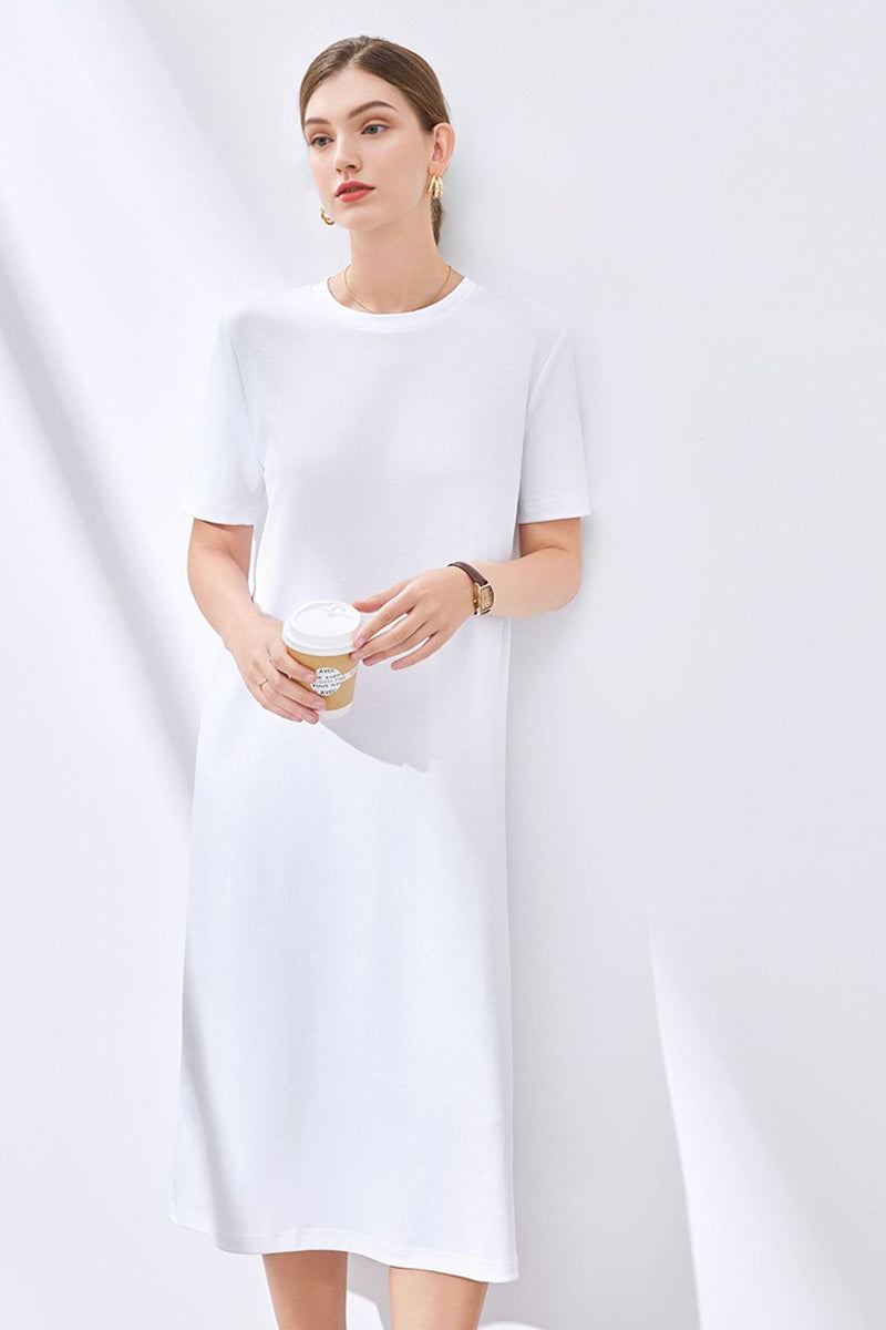 Grey Midi T-Shirt Dress with Pockets