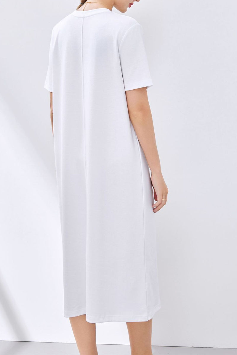 Grey Midi T-Shirt Dress with Pockets