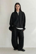 Half Zip Pullover Sweatshirt and Barrel Leg Pants Set